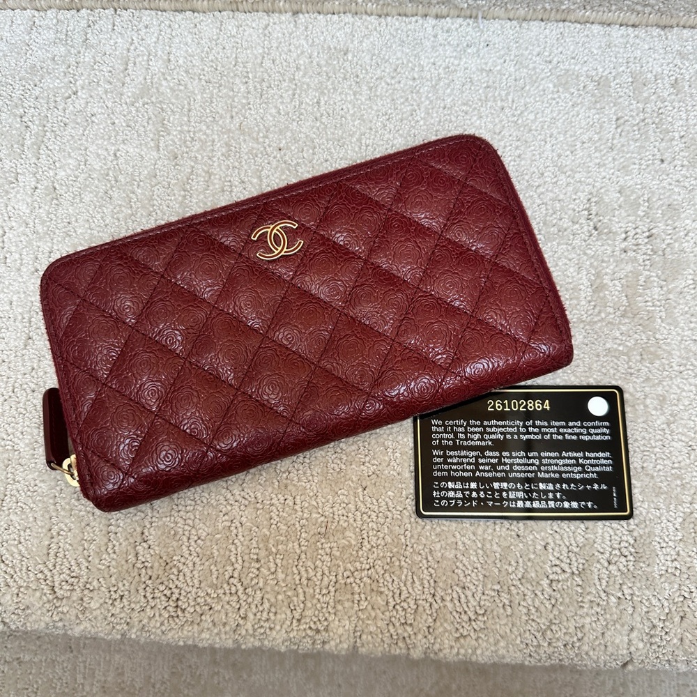 Chanel Red Quilted Wallet caviar leather